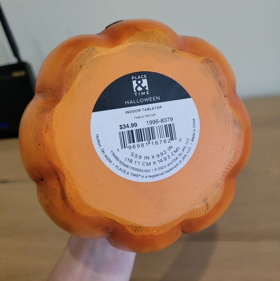 10" Halloween Skeleton in Pumpkin by Place & Time - Picture 3 of 6